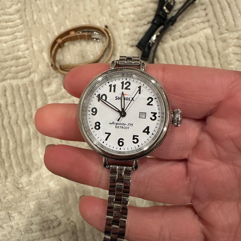 Shinola 34mm Birdy Watch with 3 Strap Options